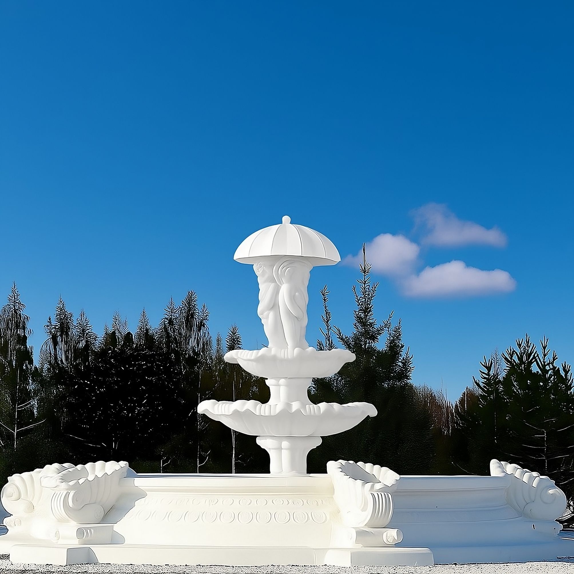 Zestaw Fontanna Amorki pod Parasolem + Oczko Marino Duże